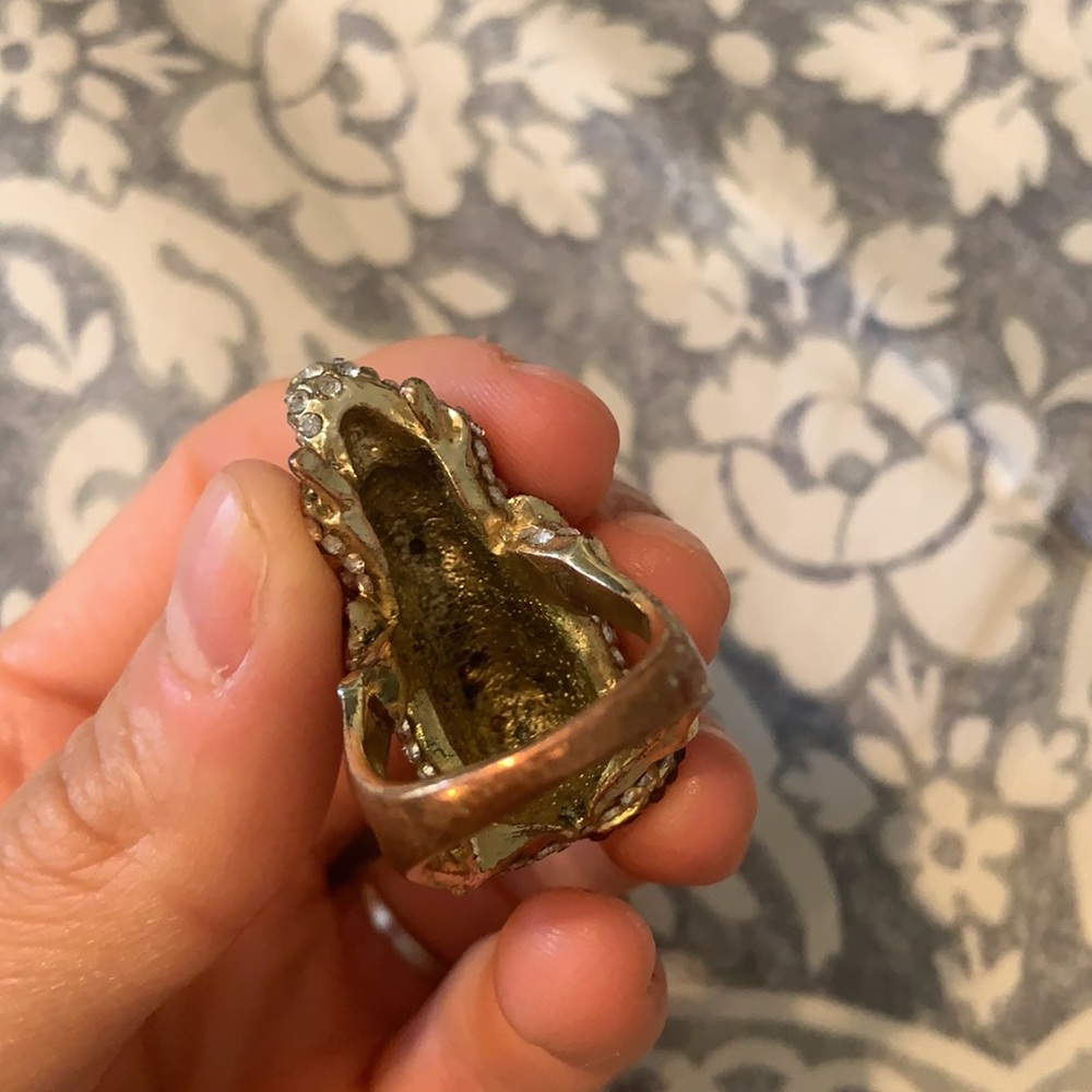 Elephant Stone Statement Ring Gold - image 4